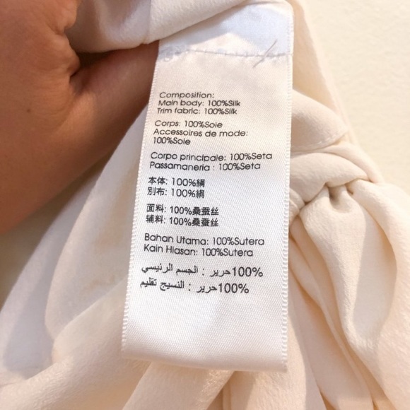 3.1 Phillip Lim 100% Silk Cream Side Tie Sash V Neck Cold Shoulder Crop Blouse - Picture 8 of 8